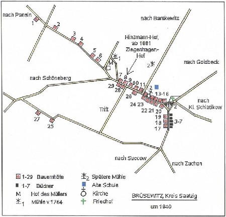 Lageplan Brüsewitz 1840